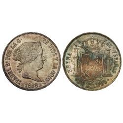 Spanish Monarchy: Elisabeth Ii - 1 Escudo. 1868 (*18-68). MADRID. Pátina irisada. (Leves rayitas en 