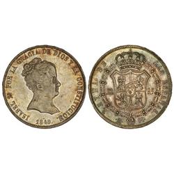 Spanish Monarchy: Elisabeth Ii - 20 Reales. 1849. MADRID. C.L. Bonita pátina. (Leve golpecito en can