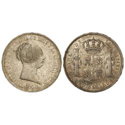 Spanish Monarchy: Elisabeth Ii - 20 Reales. 1850. MADRID. Pátina. Restos de brillo original. (Golpec