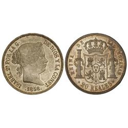Spanish Monarchy: Elisabeth Ii - 20 Reales. 1856. MADRID. Pátina y brillo originales. (Rayitas). Cal