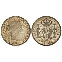 Spanish Monarchy: Elisabeth Ii - 20 Reales. 1858. MADRID. Pátina y brillo original. (Rayitas). Cal-1