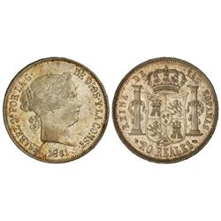 Spanish Monarchy: Elisabeth Ii - 20 Reales. 1861. MADRID. Pátina y restos de brillo original. (Peque