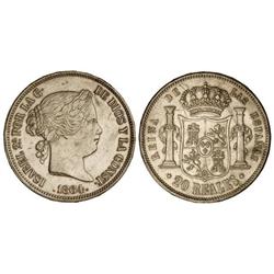 Spanish Monarchy: Elisabeth Ii - 20 Reales. 1864. MADRID. (Pequeñas rayitas). Cal-186. EBC-. 