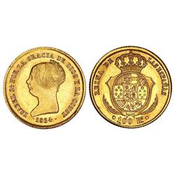 Spanish Monarchy: Elisabeth Ii - 100 Reales. 1854. SEVILLA. Brillo original. Cal-32. EBC. 