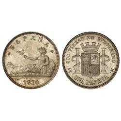 Peseta System: Provisional Government And I Republic - 1 Peseta. 1870 (*18-70). S.N.-M. Pátina y bri