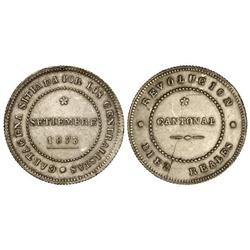 Peseta System: Cantonal Revolution - 10 Reales. 1873. CARTAGENA. 13,95 grs. (Golpecito en canto). EB