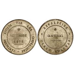 Peseta System: Cantonal Revolution - 5 Pesetas. 1873. CARTAGENA. 26,25 grs. Anverso y reverso no coi