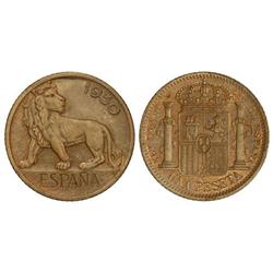 Peseta System: Alfonso Xiii - Prueba no adoptada 1 Peseta. 1930. S.-L.M. Anv.: León a izquierda. Mis