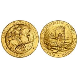 Peseta System: Catalonian Union - 100 Pessetes. 1900. BARCELONA. 31,92 grs. AU. (Ha estado en aro). 