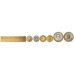 Peseta System: Estado Español - Serie 3 monedas 50 Céntimos, 1 y 5 Pesetas. (*E-51). II Exposición N
