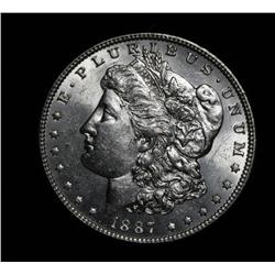 1887-p Morgan Dollar Grades Gem Uncirculated ms64  Rainbow rim toning