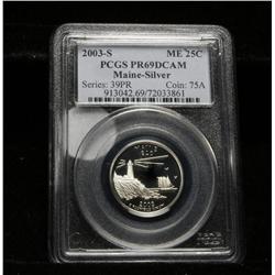 PCGS 2003-S Maine Silver Quarter 25c Graded PR69 DCAM