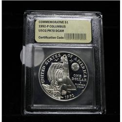 1992-p Columbus Quincentenary Commemorative Proof Dollar Graded PR70 DCAM
