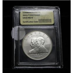 2003-p First Flight Commemorative Dollar Graded ms70