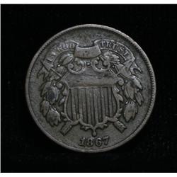 1867 Two Cent Piece 2c Grades vf35