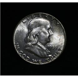 1955-p Franklin Half Dollar From Original Mint Set Grades Gem Uncirculated ms65 FBL