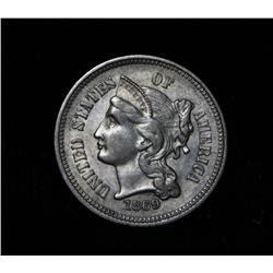 1869 3 Cent Nickel Grades Choice Uncirculated ms64