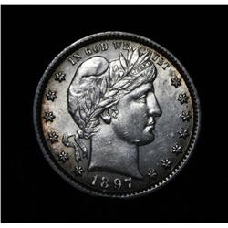 1897-p Barber Quarter 25c Grades Choice Uncirculated ms64