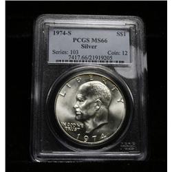 PCGS 1974-s Silver Eisenhower Dollar Graded ms66