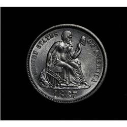 1887-p Liberty Seated Dime 10c Grades Select Uncirculated ms63
