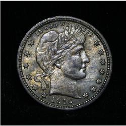Rainbow Toned  1916-p Barber Quarter 25c Grades Gem Uncirculated ms65