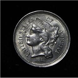 1868 Three Cent Nickel 3c Grades Choice Uncirculated ms64