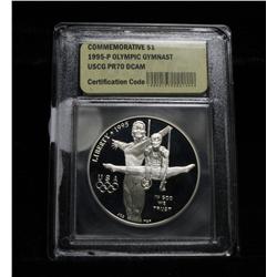 1995-p Olympic Gymnast Proof Commemorative Silver Dollar Graded PR70 DCAM