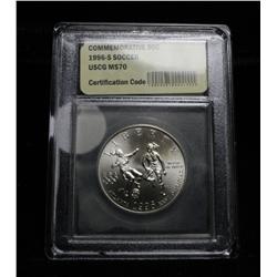 ***Rare  1996-s Olympic Soccer Uncirculated Commemorative Half Dollar Graded ms70
