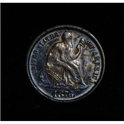 Rainbow Toned 1876-p Seated Liberty Dime 10c Grades Choice Uncirculated ms64