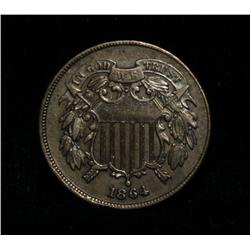 1864 2 Cent Piece Grades au50