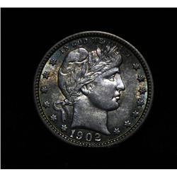 Rainbow Toned 1902-p Barber Quarter 25c Grades Select Uncirculated ms63