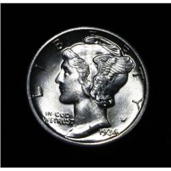 1934-p Liberty Head 'Mercury' Dime 10c Grades Choice Uncirculated ms64 FSB