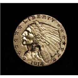 1914-d $2 1/2 Gold Indian Grades Select Uncirculated ms63