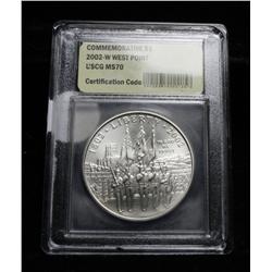 2002-W West Point Uncirculated Silver Commemorative $1 Graded ms70