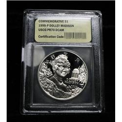 1999-p Dolley Madison Proof Silver Dollar Commemorative Graded PR70 DCAM