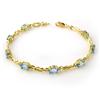 Image 1 : Genuine 5.10 ctw Blue Topaz & Diamond Bracelet 10K Gold
