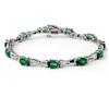 Image 1 : Genuine 6.14 ctw Emerald & Diamond Bracelet 14K Gold