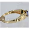 Image 2 : Genuine  0.34 ctw Tanzanite & Diamond Ring 14KT Yellow Gold Ring Size 7