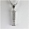 Image 1 : Genuine 0.06 ctw Alphabet Initial Letter I Diamond Necklace 16" 14kt Gold-White