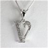 Image 1 : Genuine 0.06 ctw Alphabet Initial Letter V Diamond Necklace 16" 14kt Gold-White