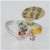 Image 1 : Genuine  1.32 ctw Multi-Sapphire & Diamond Ring 14KT White Gold Ring Size 7