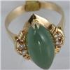Image 3 : Genuine 16X8MM Green Jade Ring 14KT Gold-Yellow 