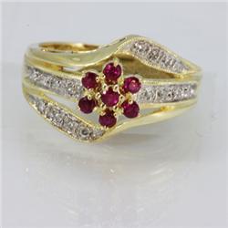 Genuine  0.50 ctw Ruby & Diamond Ring 14KT Yellow Gold Ring Size 6.5