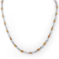 Genuine 9.05 ctw Orange Sapphire & Diamond Necklace 10K