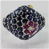 Image 1 : Genuine  3.78 ctw Sapphire Ruby & Diamond Ring 14KT White Gold Ring Size 6.5