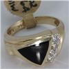 Image 1 : Genuine 0.18 ctw Diamond & Black Enamel Ring 14KT Gold-Yellow 
