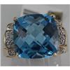 Image 2 : Genuine 10.87 ctw Blue Topaz & Diamond Ring 14KT Gold-Yellow 
