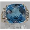 Image 3 : Genuine 10.87 ctw Blue Topaz & Diamond Ring 14KT Gold-Yellow 