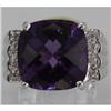 Image 2 : Genuine 7.99 ctw Amethyst & Diamond Ring 14KT Gold-White 