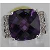 Image 3 : Genuine 7.99 ctw Amethyst & Diamond Ring 14KT Gold-White 